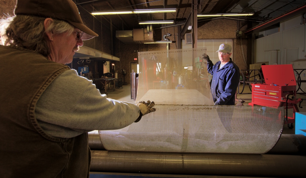 Crew builds fish screen during the winter months at the Anadromouse Fish Screen Shop in Salmon, Idaho