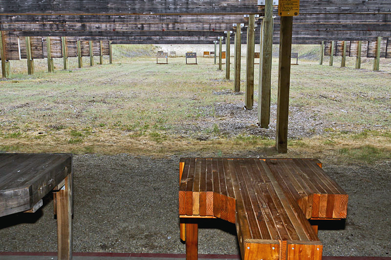 Farragut Shooting Range - downrange view with shooting benches