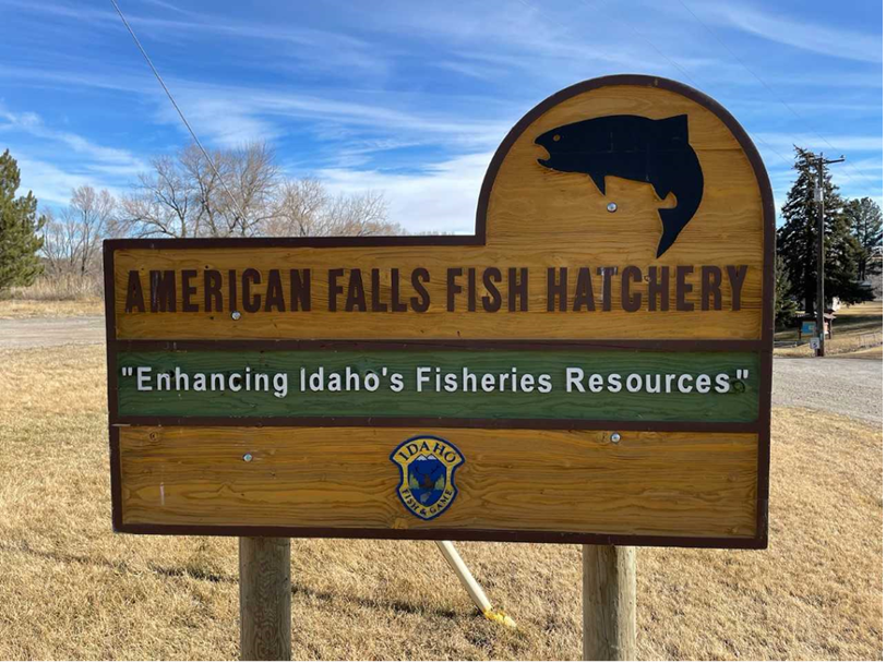 Entry sign for American Falls hatchery