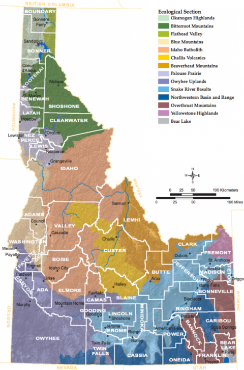 Ecological Sections in Idaho