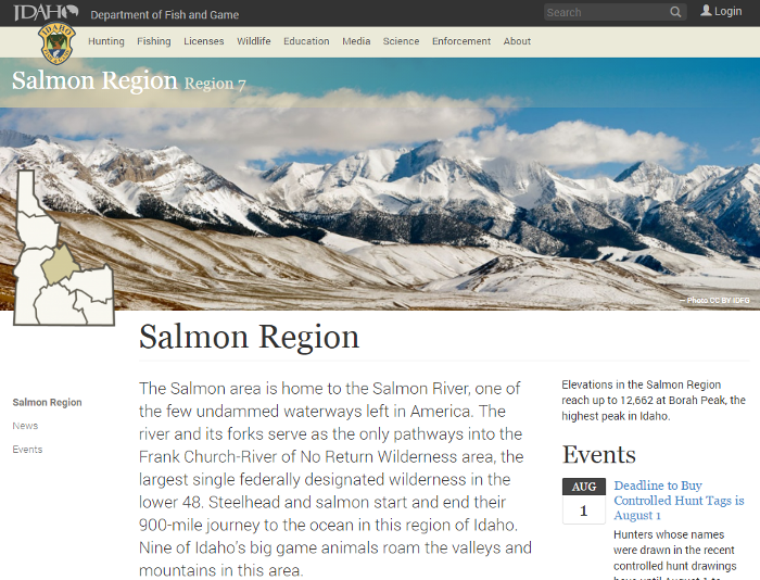 Idaho Fish and Game Salmon Region