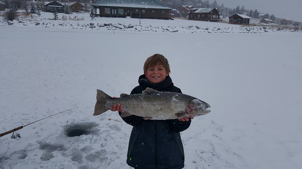 Henry's Lake lunker while ice fishing for cutbow