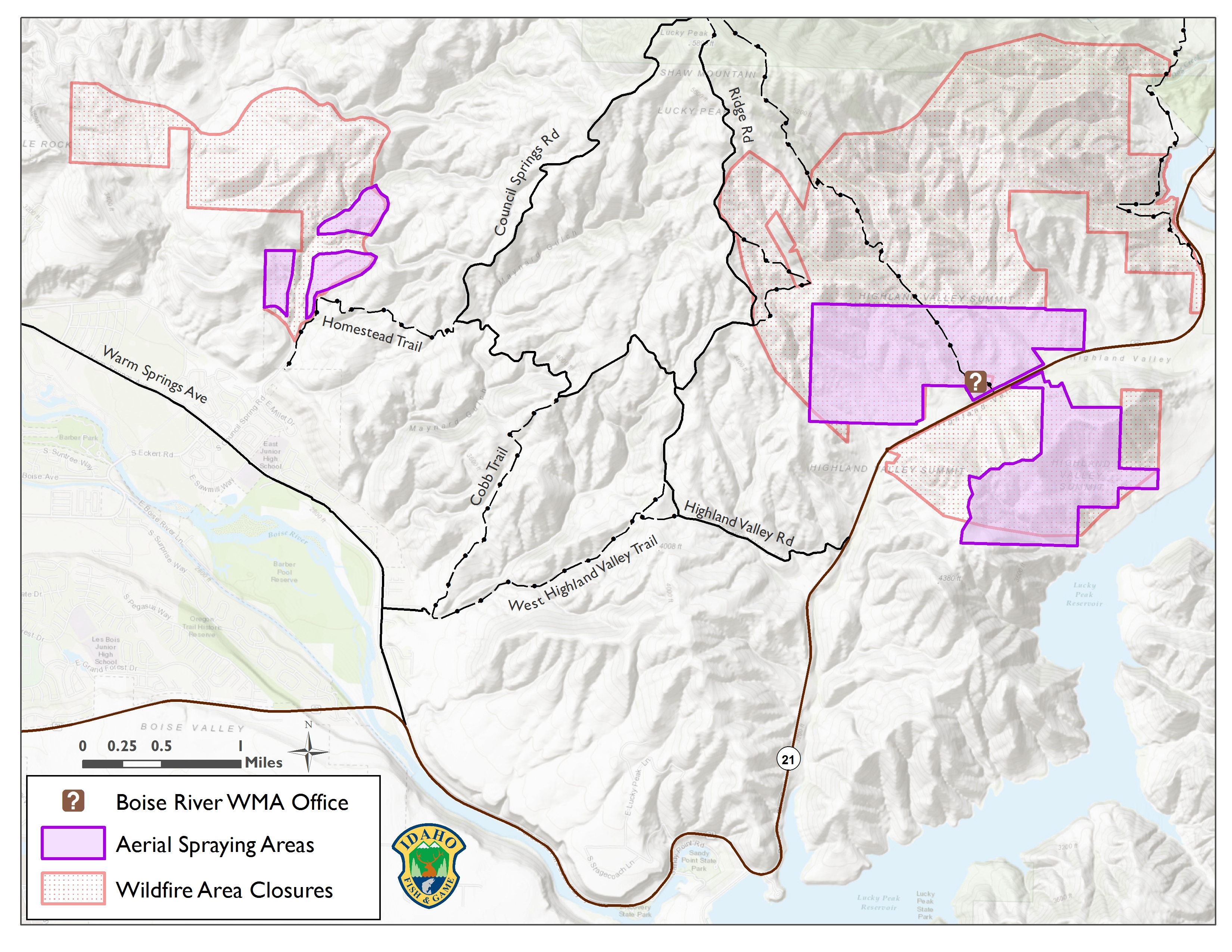 Boise River WMA spraying map Nov. 16