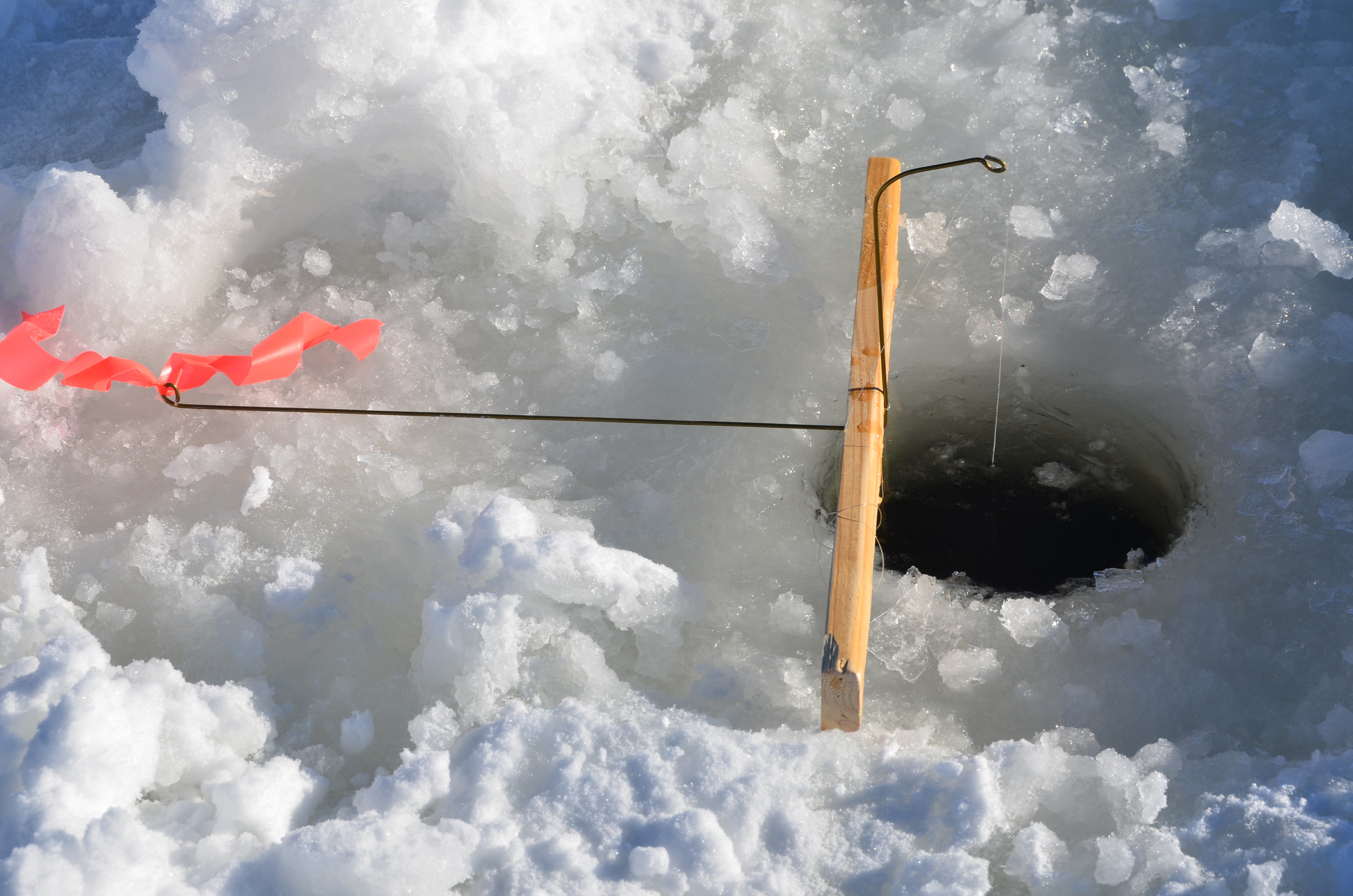 Tip-up rig, ice fishing, 