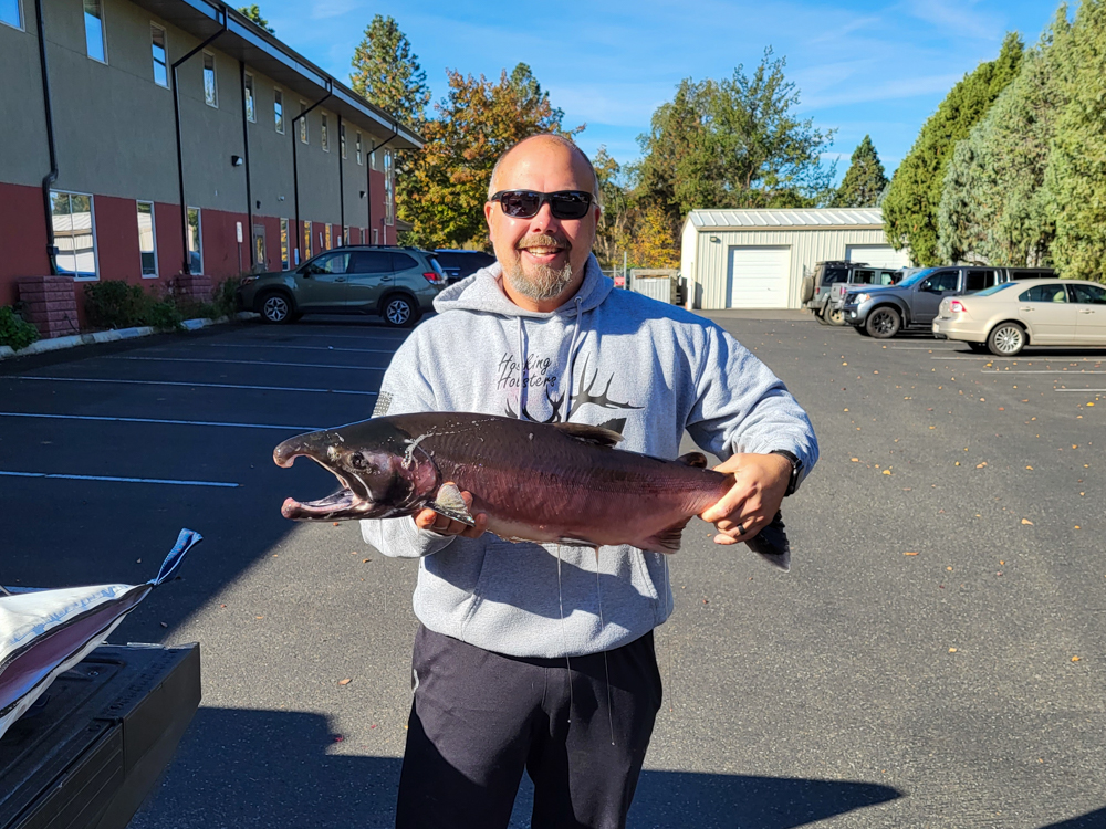 Matt Hosking with a new Certified Weight state record coho salmon