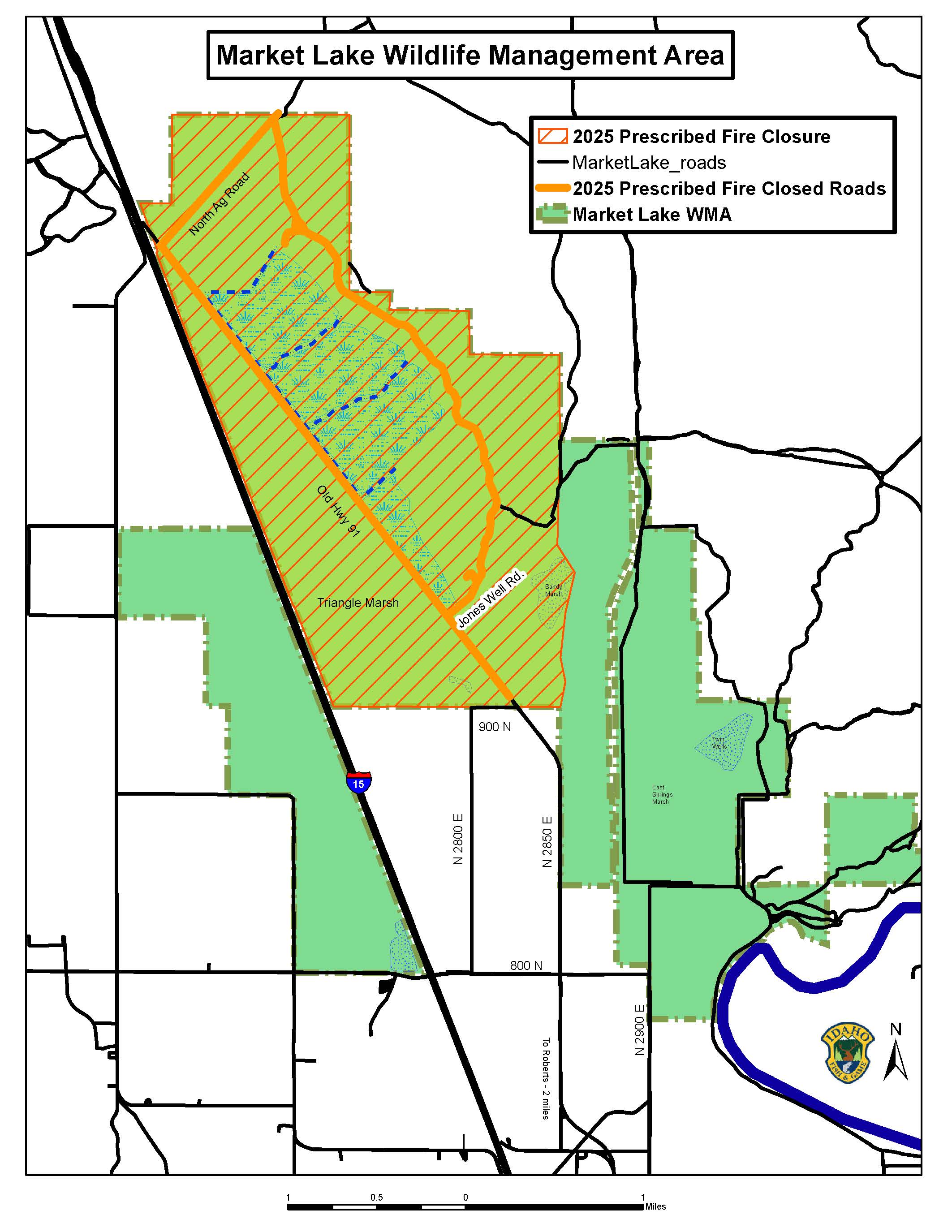 Map of Fire Closure at Market Lake WMA