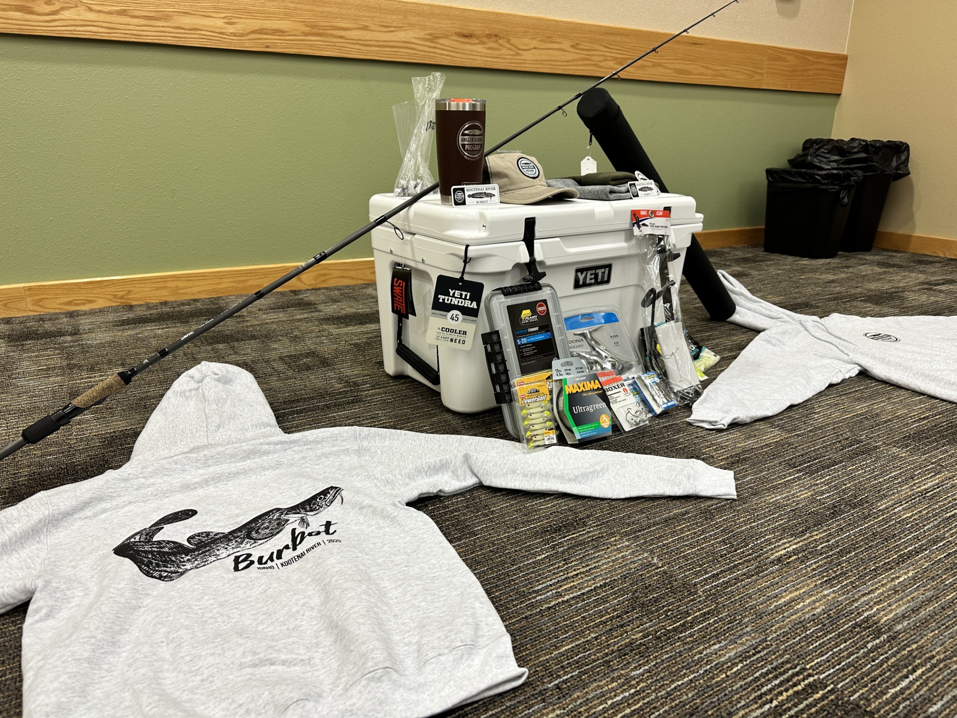 2025 Kootenai River Angler Science Program raffle prizes and swag