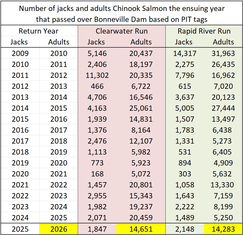 Adult spring chinook forecasts 2026