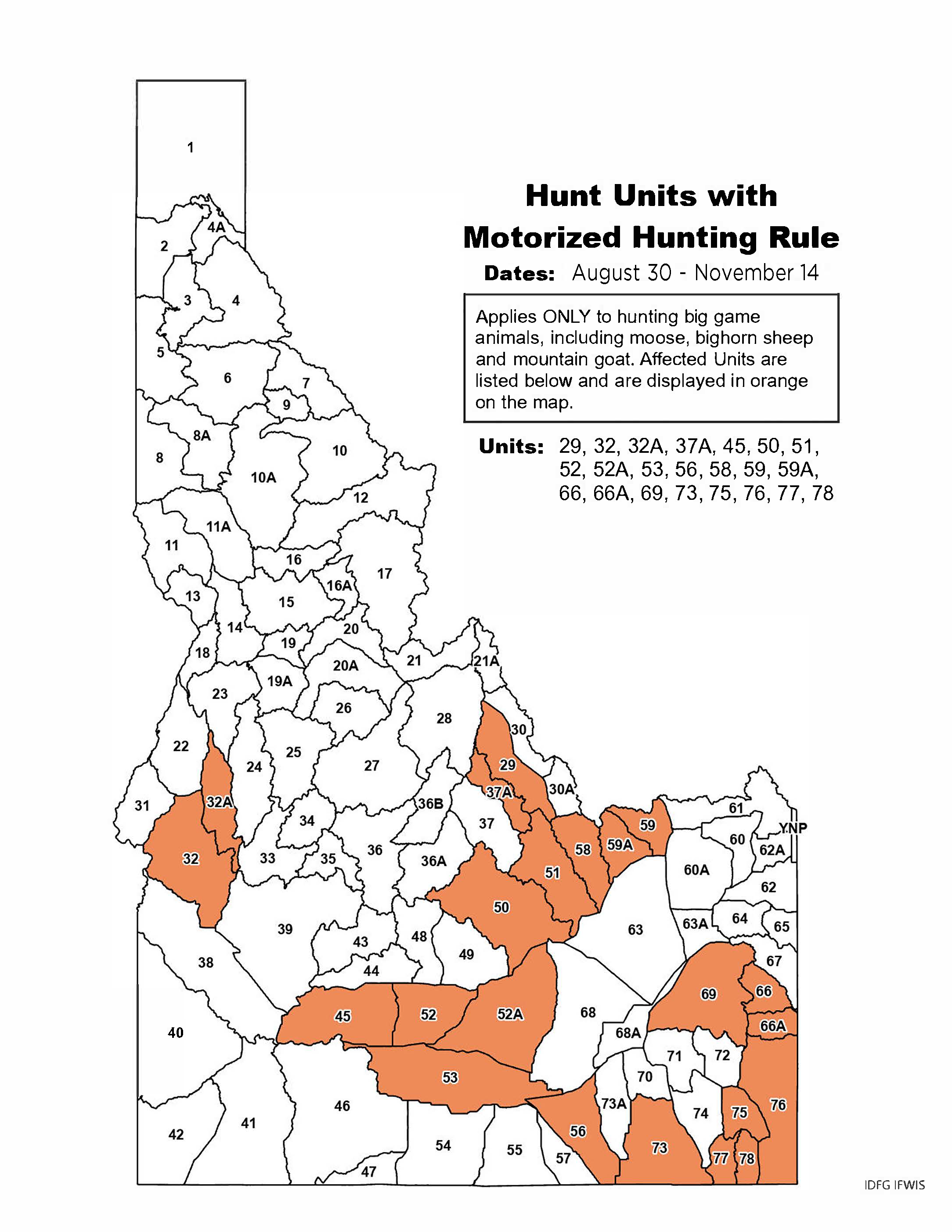 Map of Idaho showing units where restrictions apply