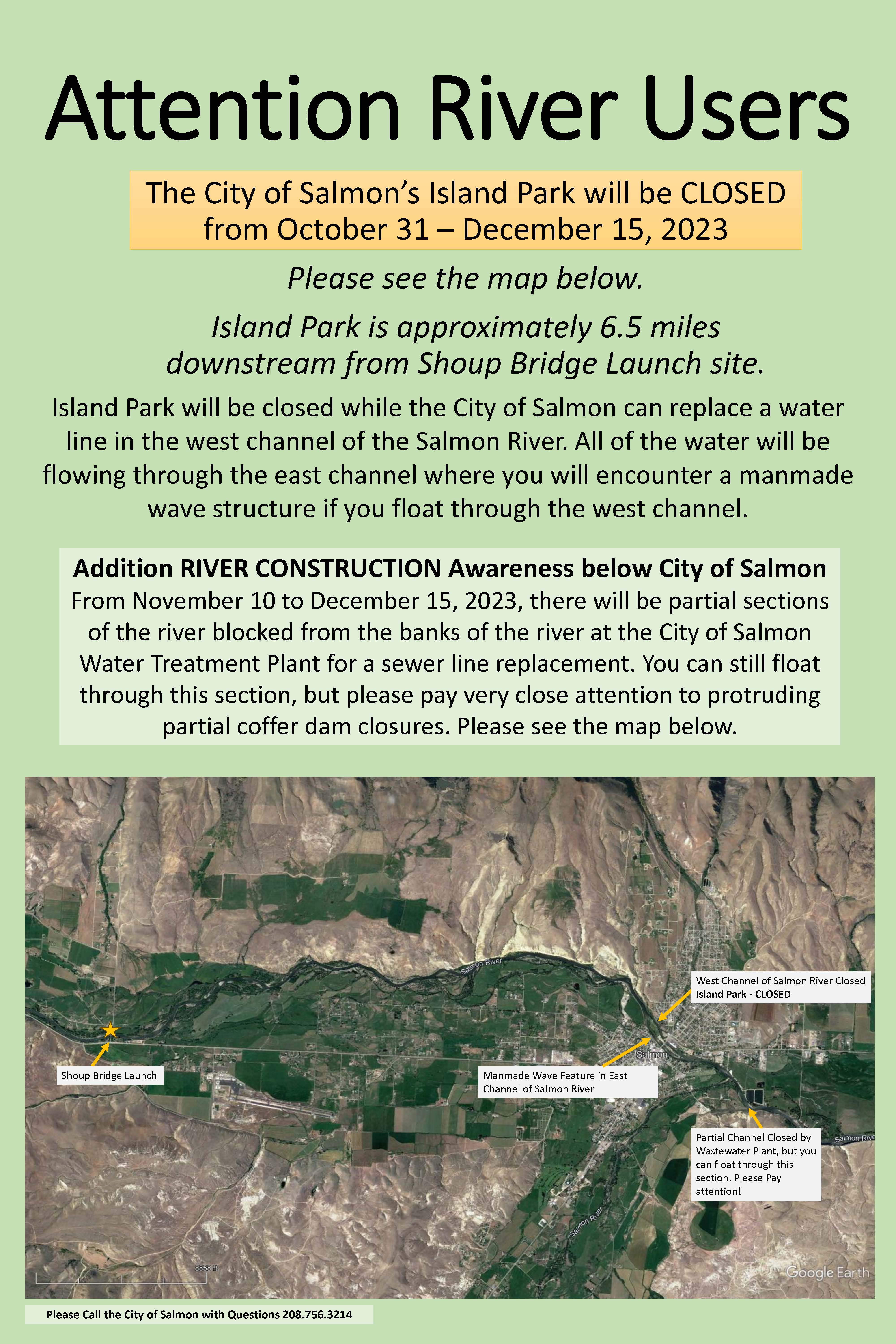 Island Park announcement from City of Salmon