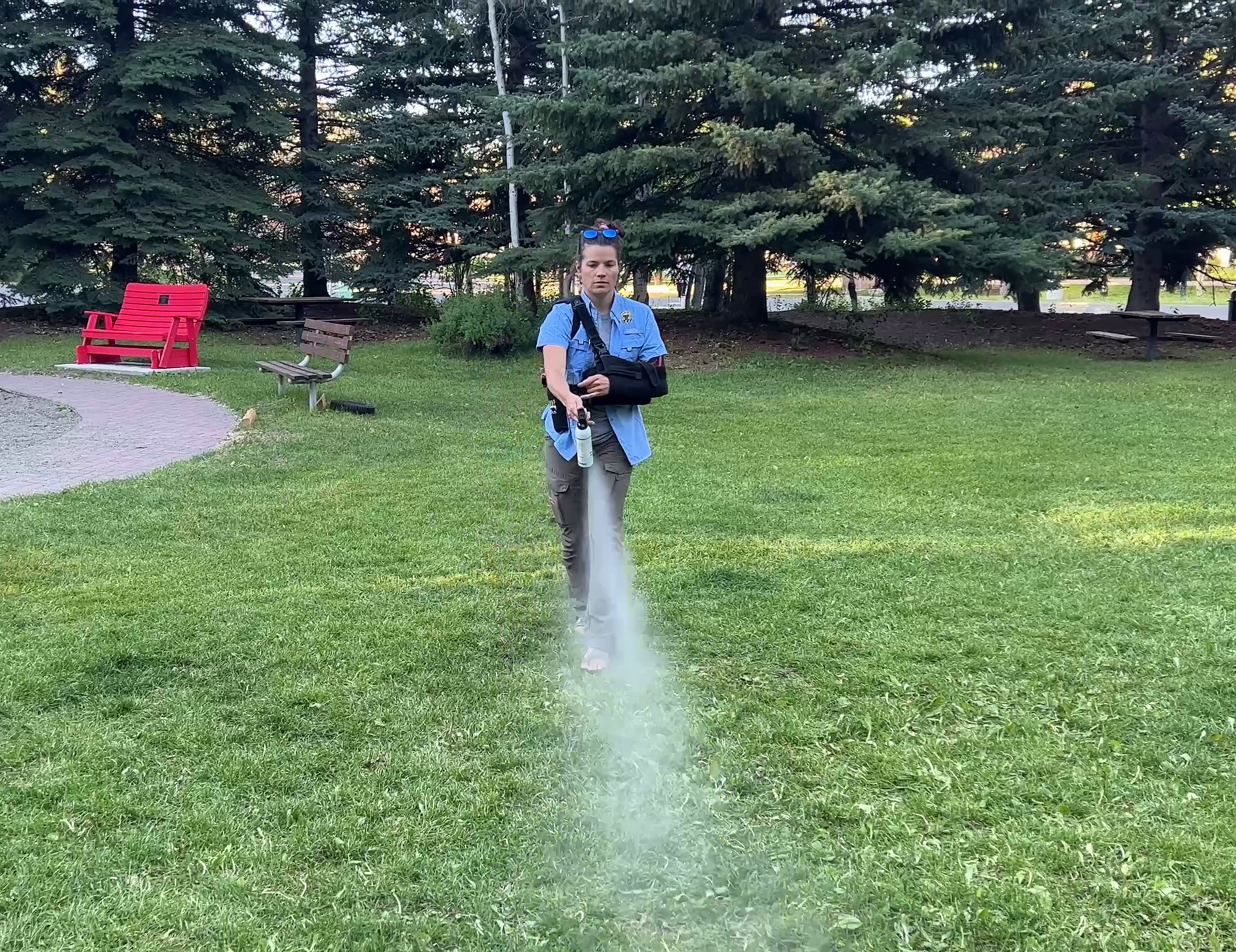 Bear spray training in Ketchum using inert spray