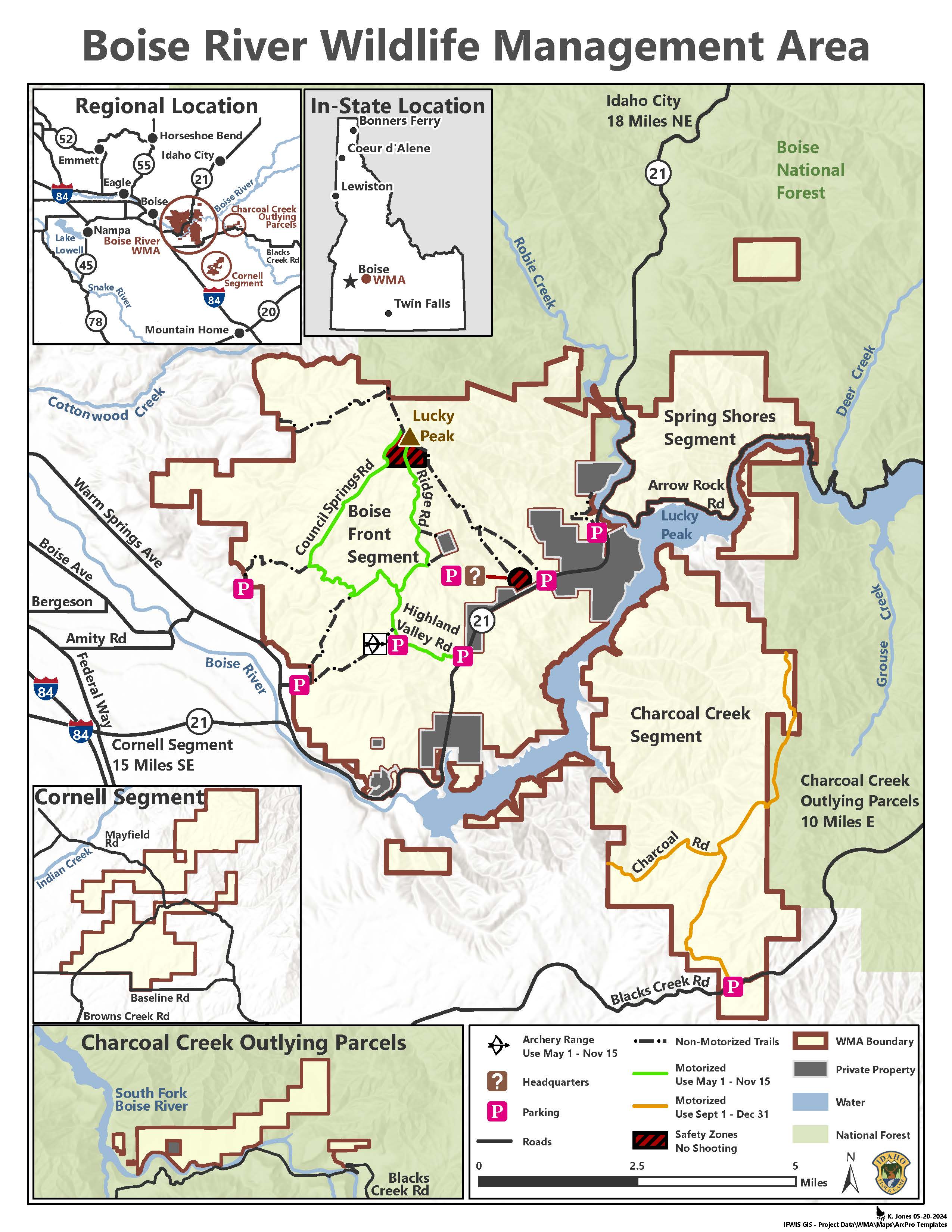 A map of the Boise River WMA