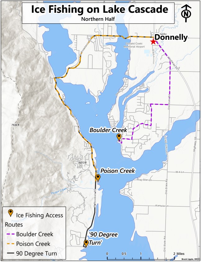 Map of Lake Cascade Ice Fishing - North