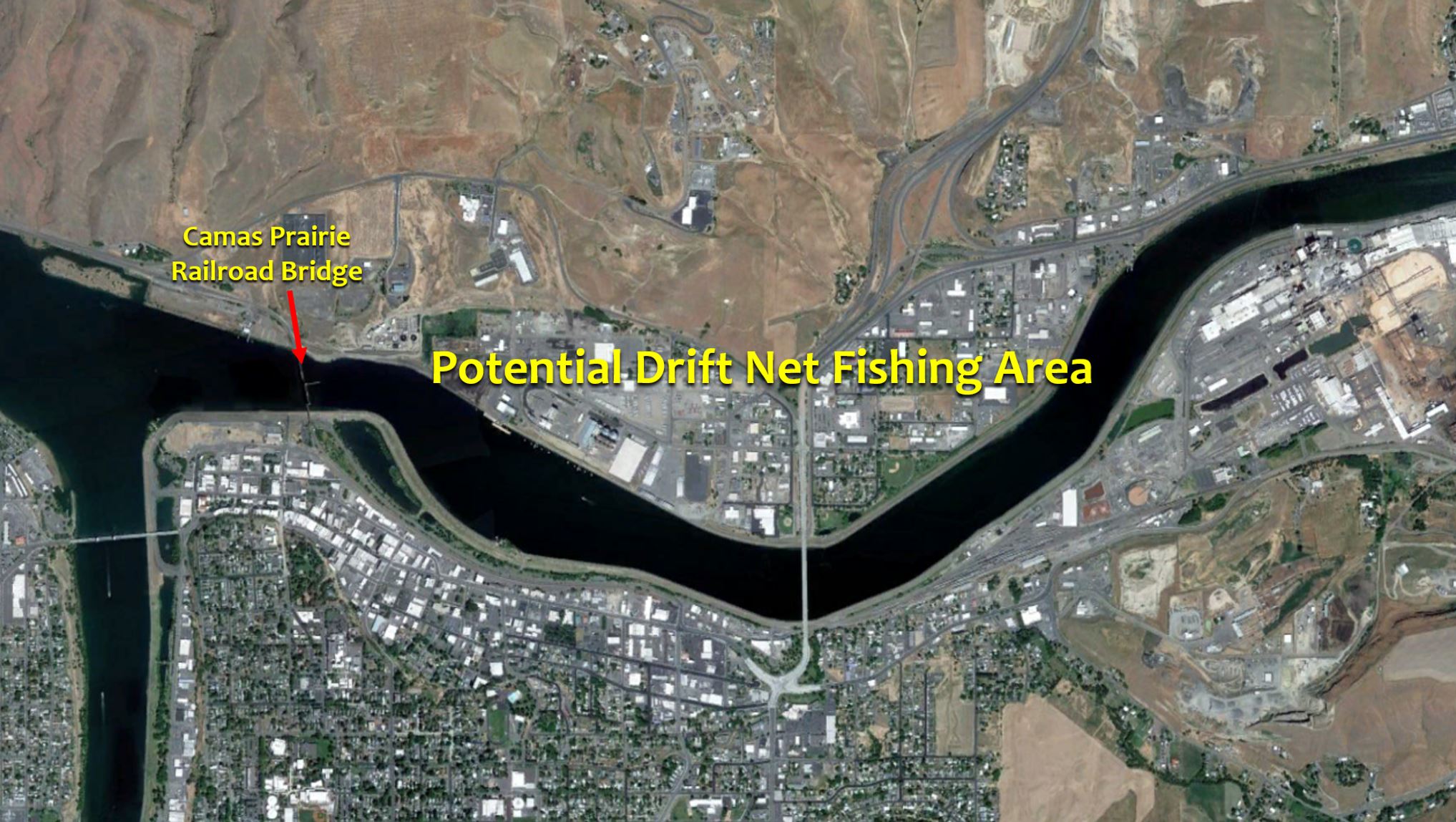 potential drift net areas in the lower Clearwater