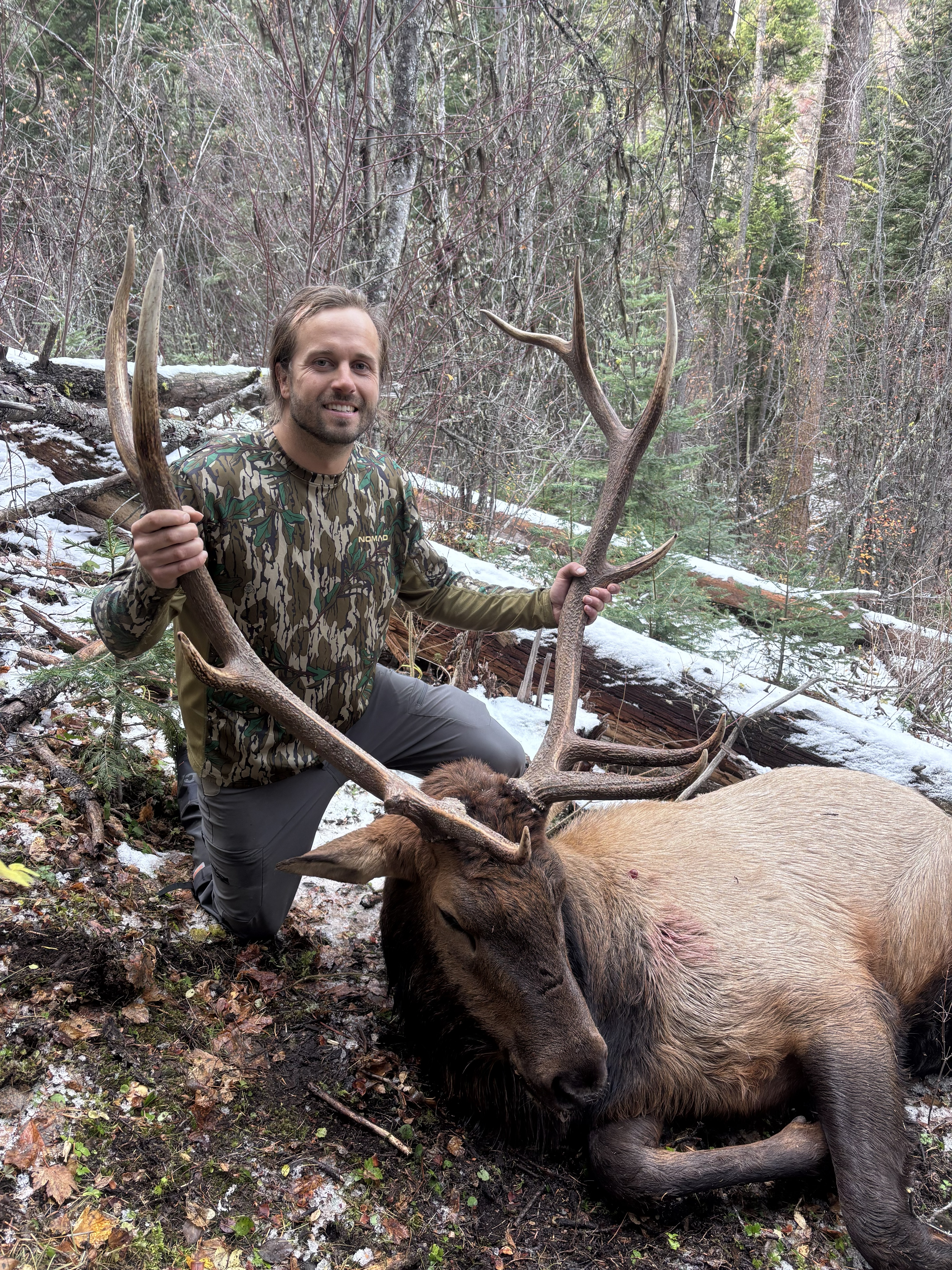grayson with bull elk