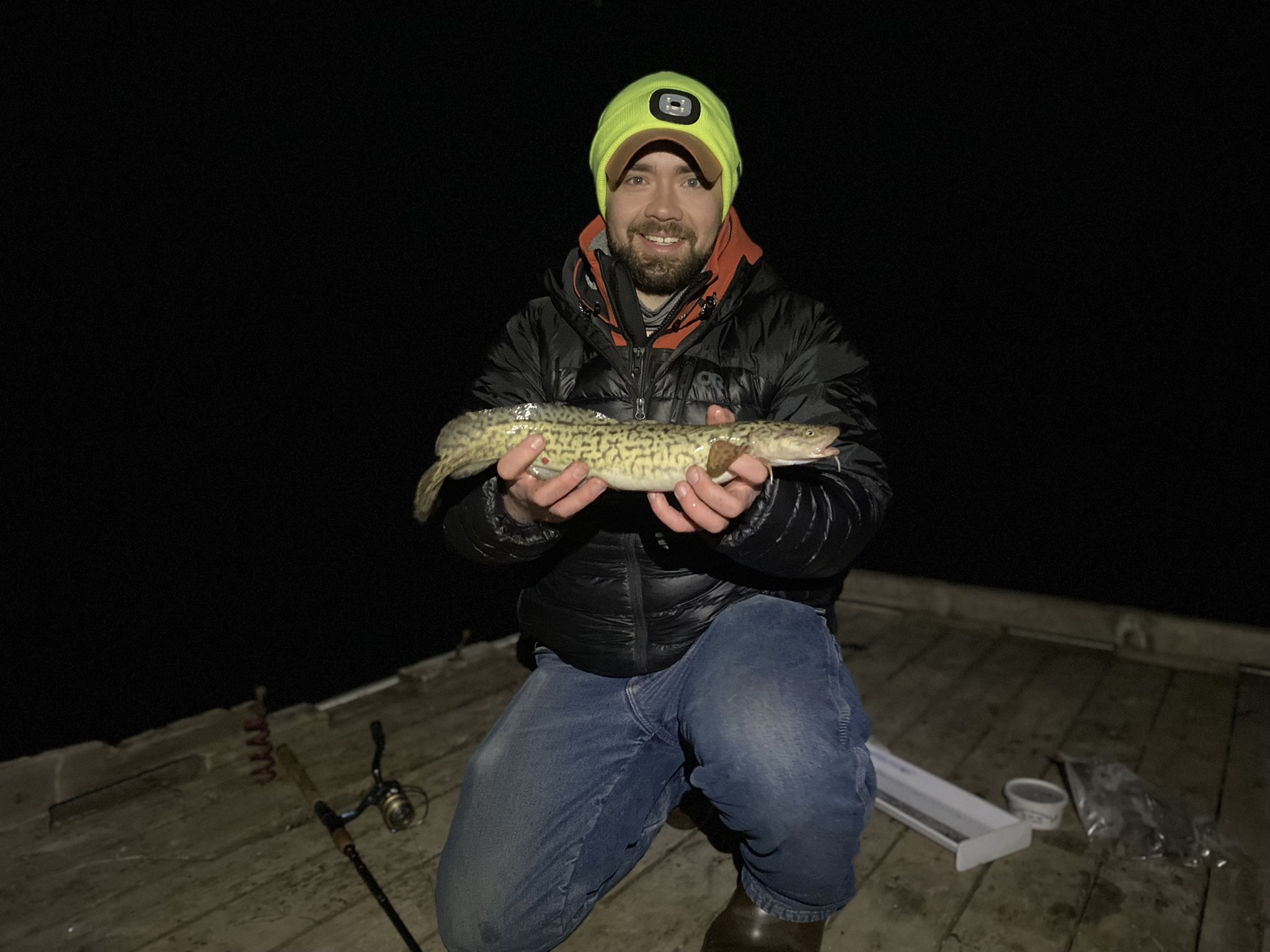 Angler with a burbot from the Kootenai River