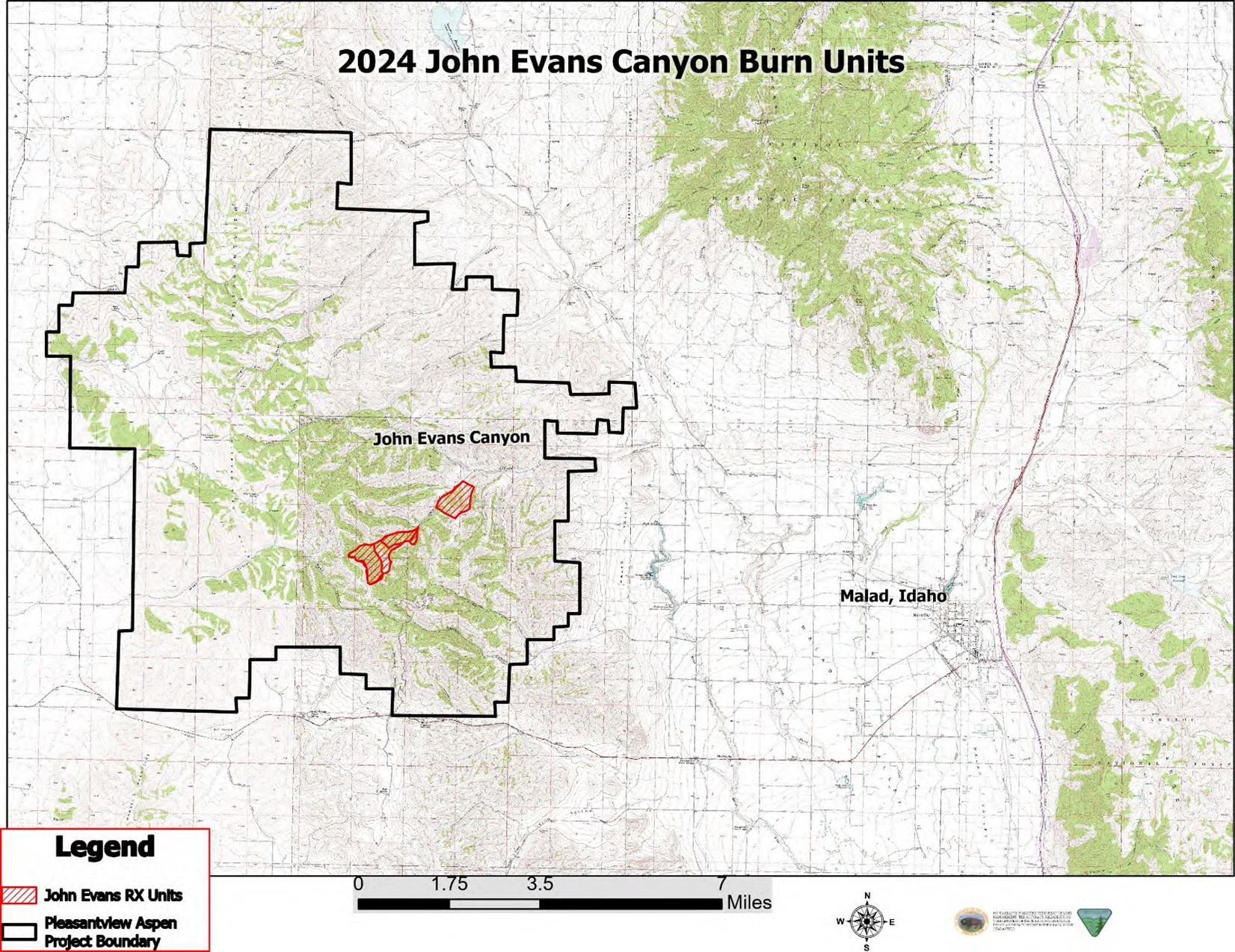 Green and white map showing prescribed burn locations