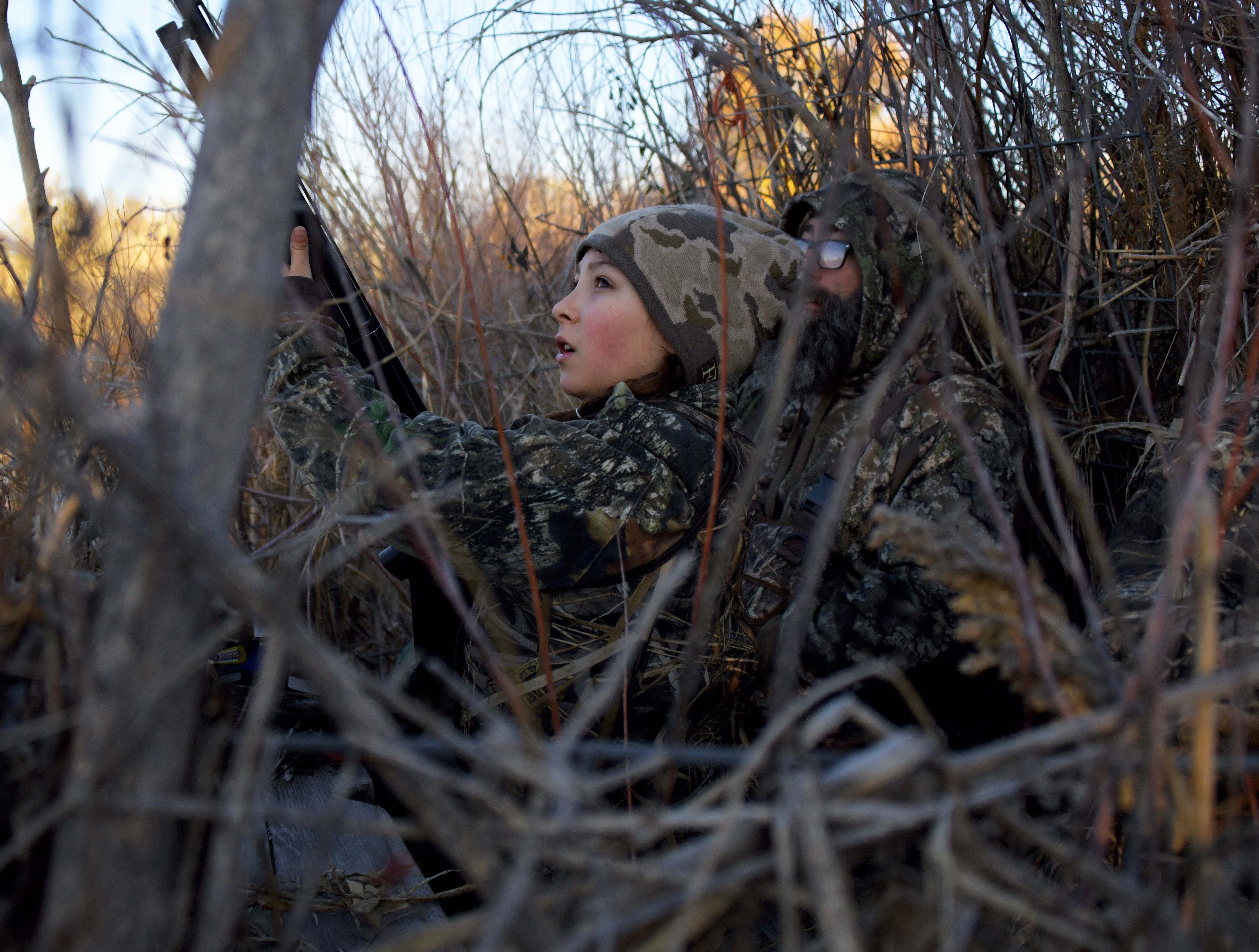 A young girl at the mentored youth duck hunt at the Hagerman WMA