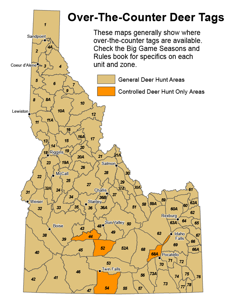 Idaho Mule Deer Unit Map - Tedi Abagael