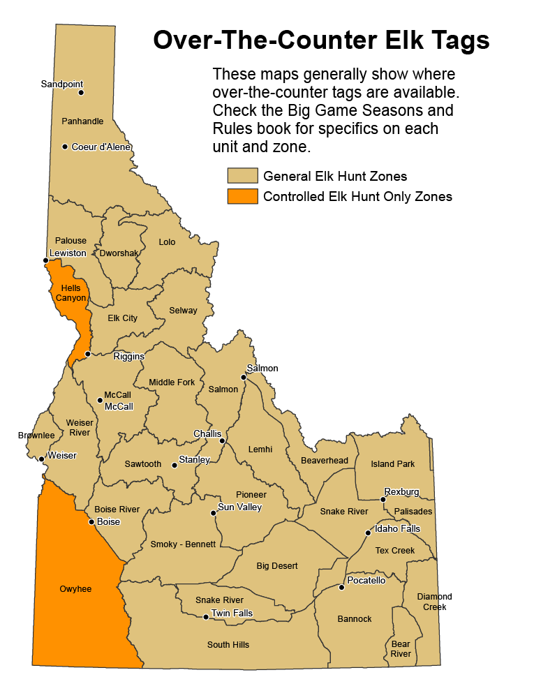 Map Over Counter Elk Tag Areas 