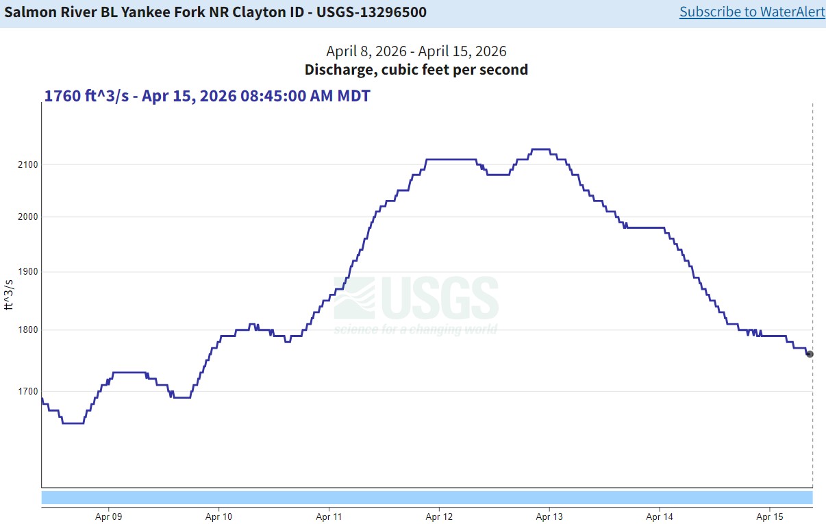 USGS Gauge below YFSR 4-15-2026
