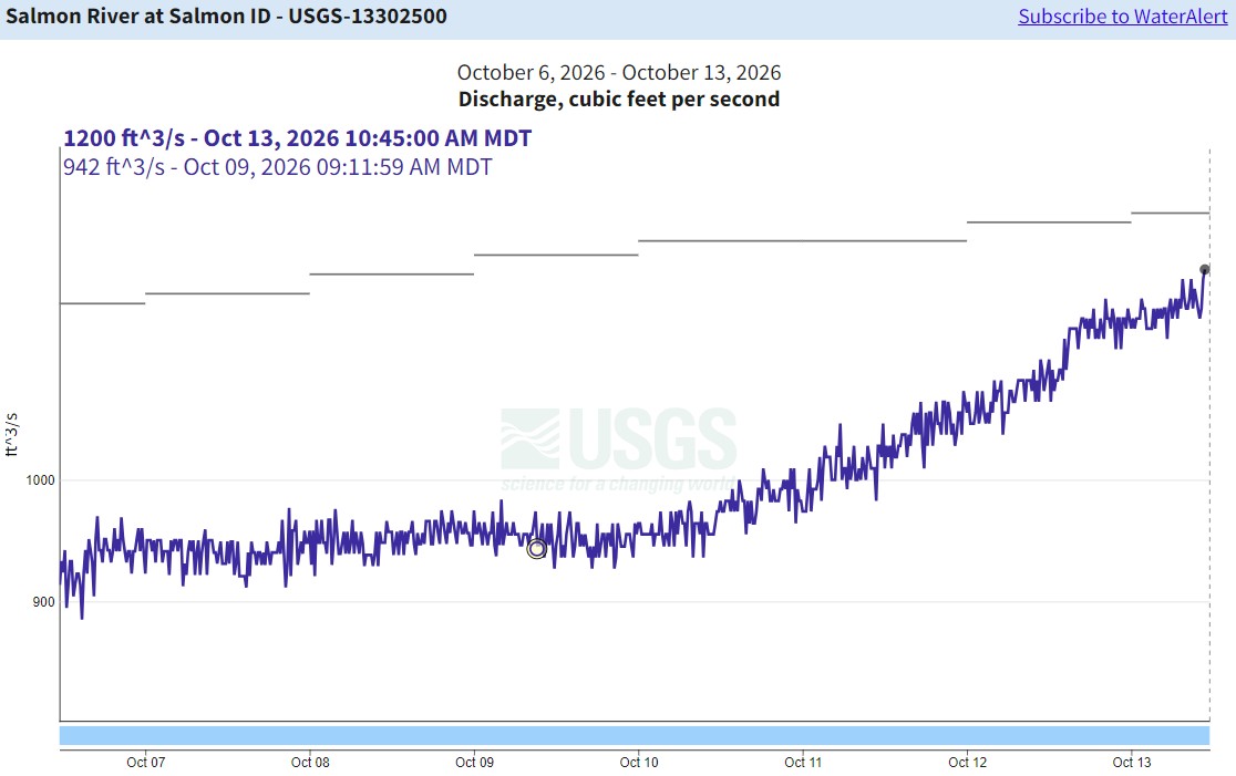 USGS Gauge in Salmon - flow 10-13-26