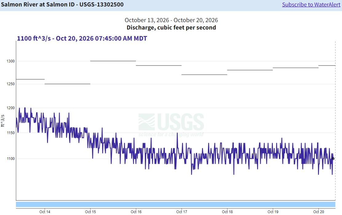 USGS Gauge in Salmon - flow 10-20-26