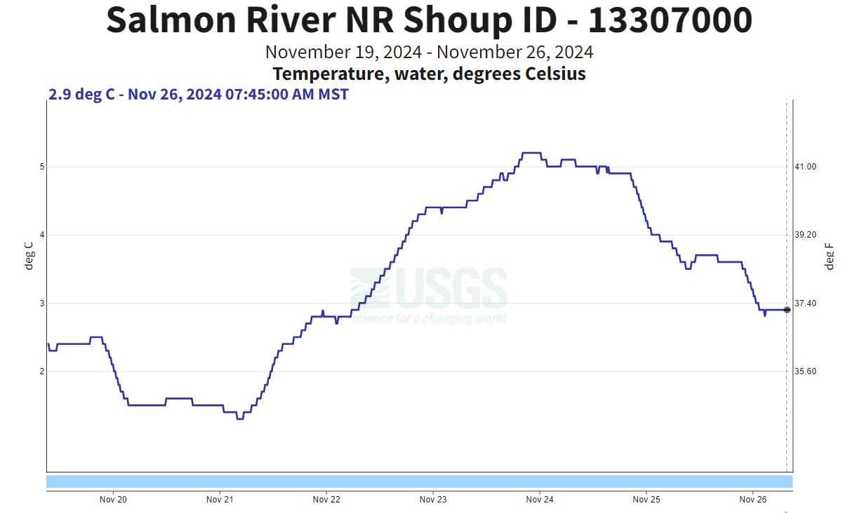 USGS Gauge nr Shoup - temp 11-26-24