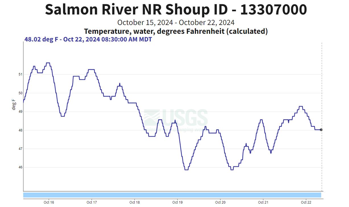 USGS Gauge nr Shoup - temps - 10-22-2024