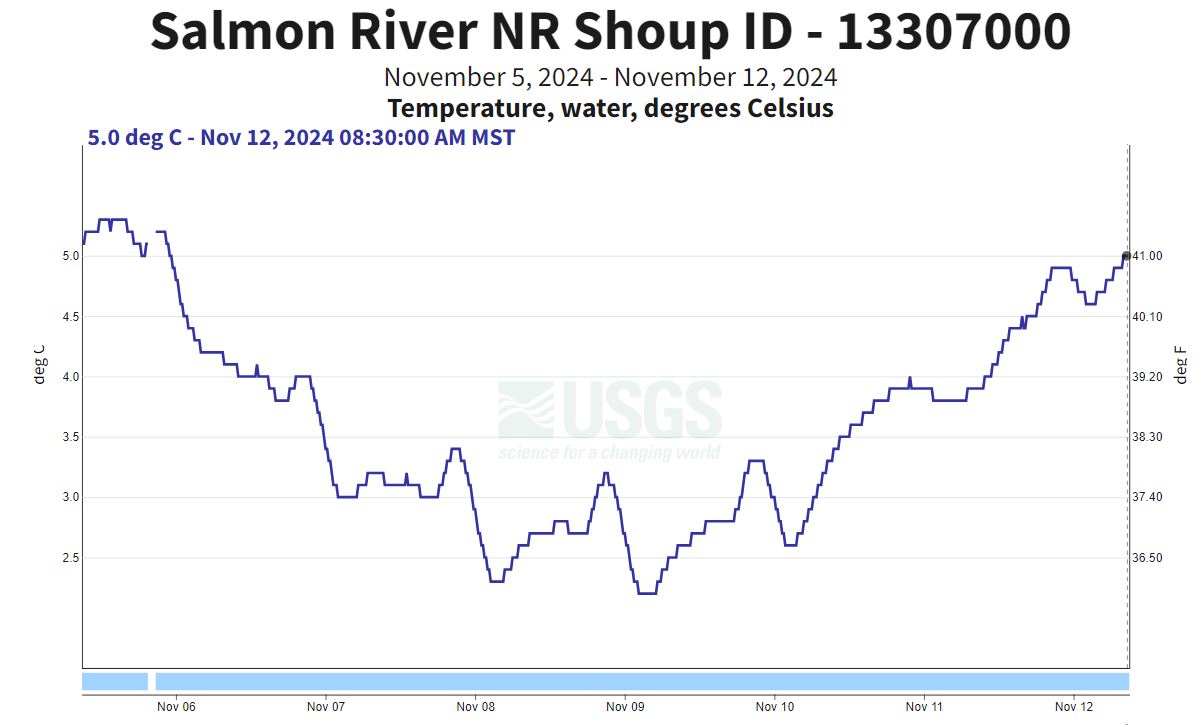 USGS Gauge nr Shoup - temp 11-12-24