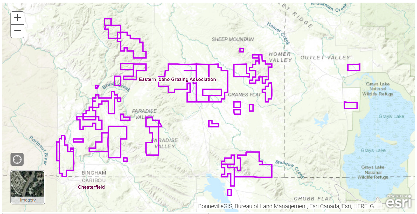 Map of East Idaho Grazing properties