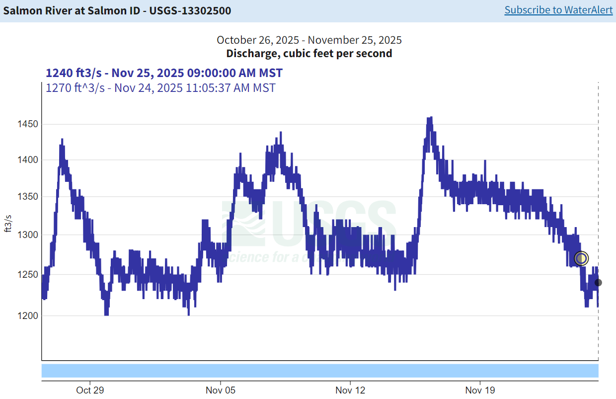 USGS Gauge nr Salmon - Flow 11-25-25