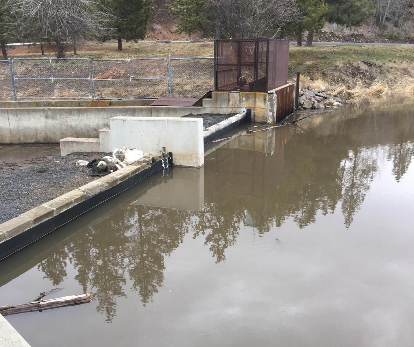 Winchester lake- breakaway wall in place during full pool 