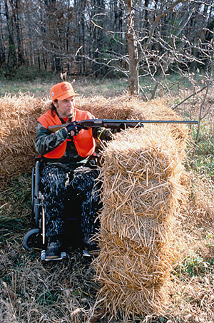 Disabled hunter in blind