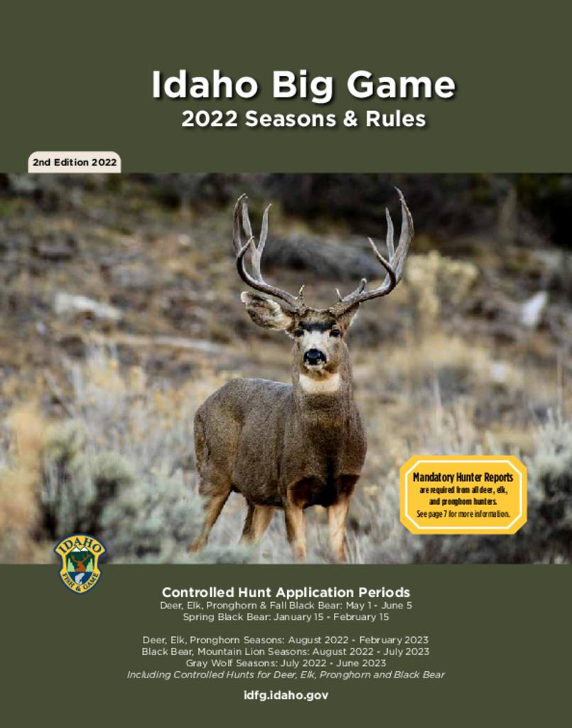 Big Game Seasons and Rules Brochure Idaho Fish and Game