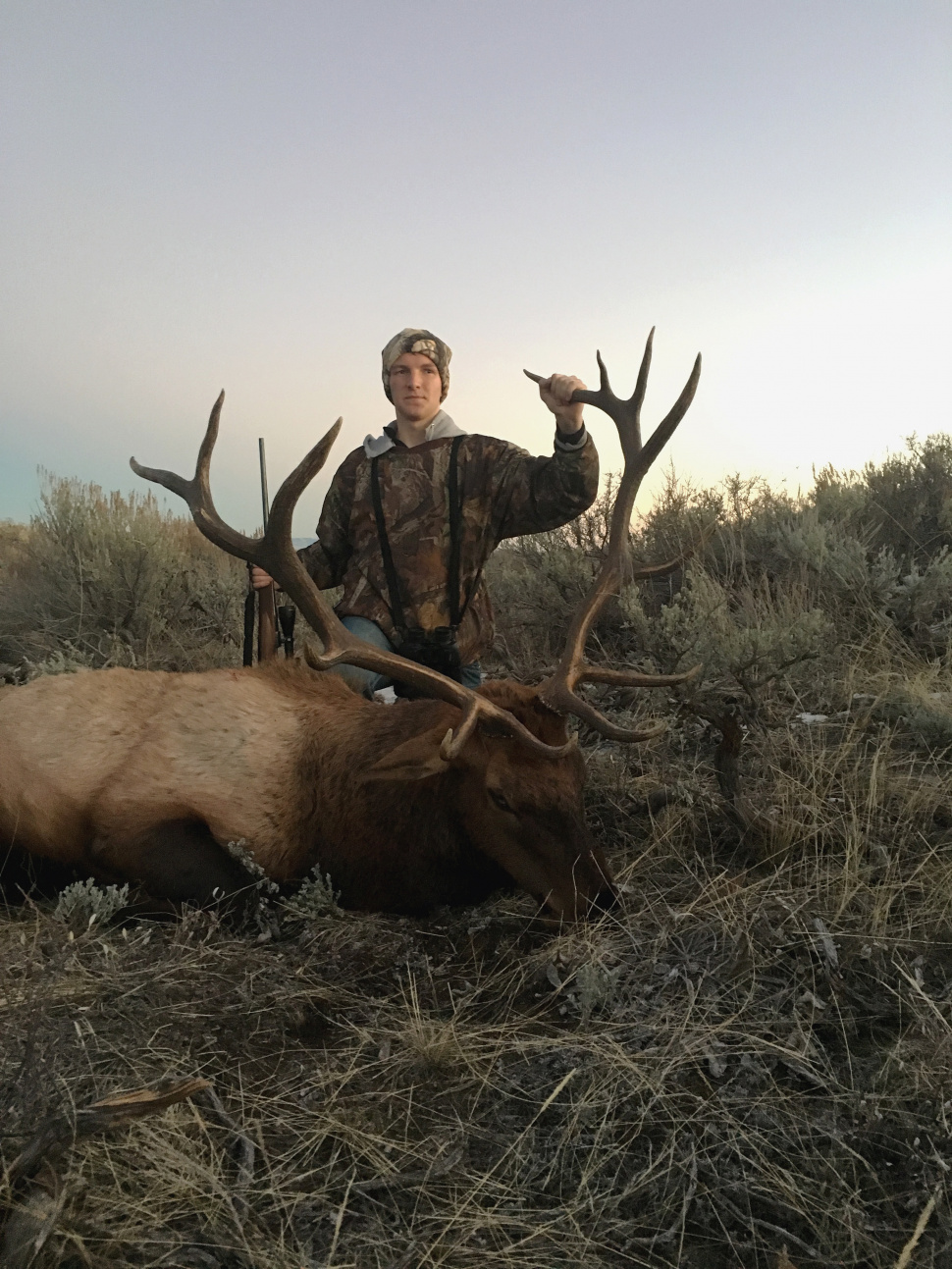 boy Austin with his bull elk April 2016