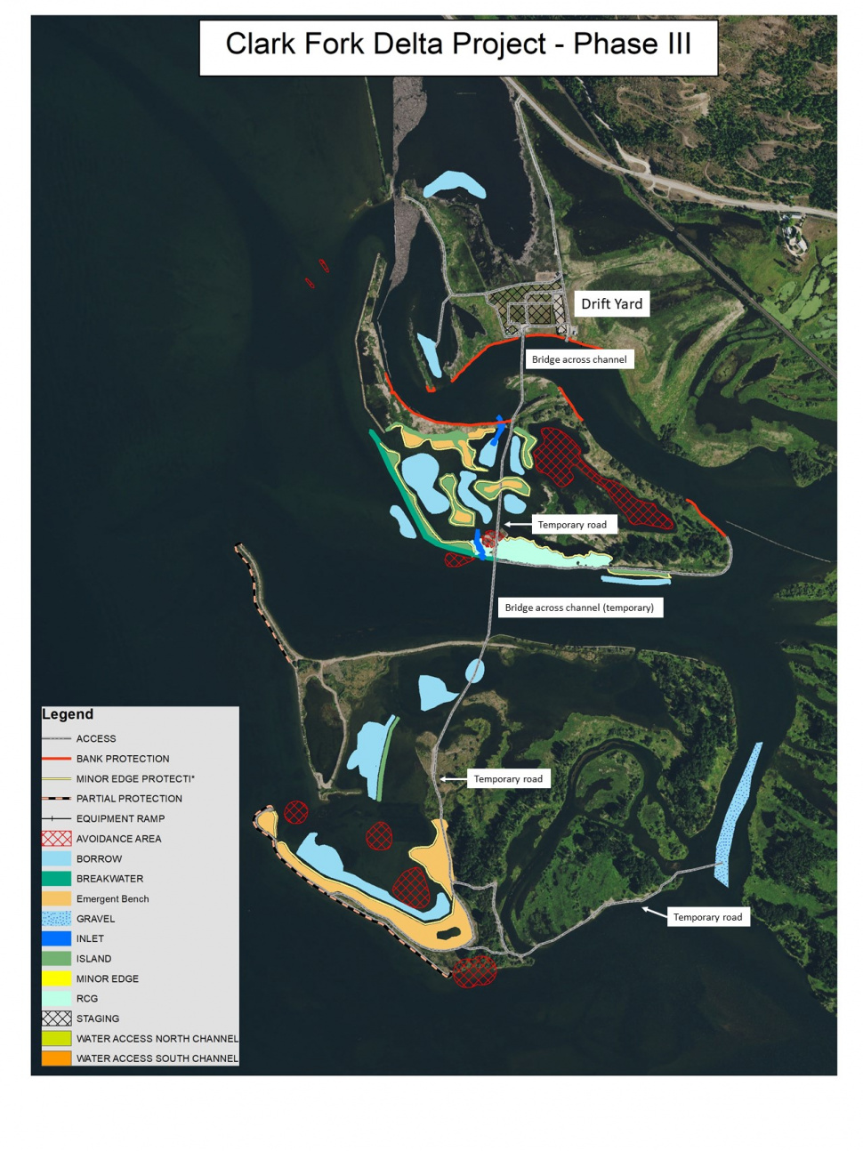 Heavy construction underway on the Clark Fork Delta Restoration Project