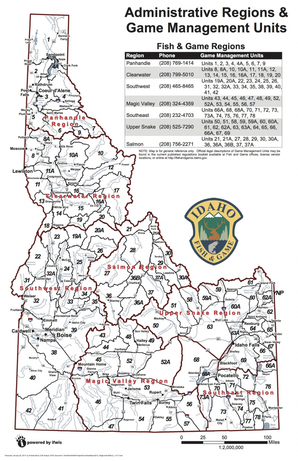 Idaho Hunting Unit Map - United States Map