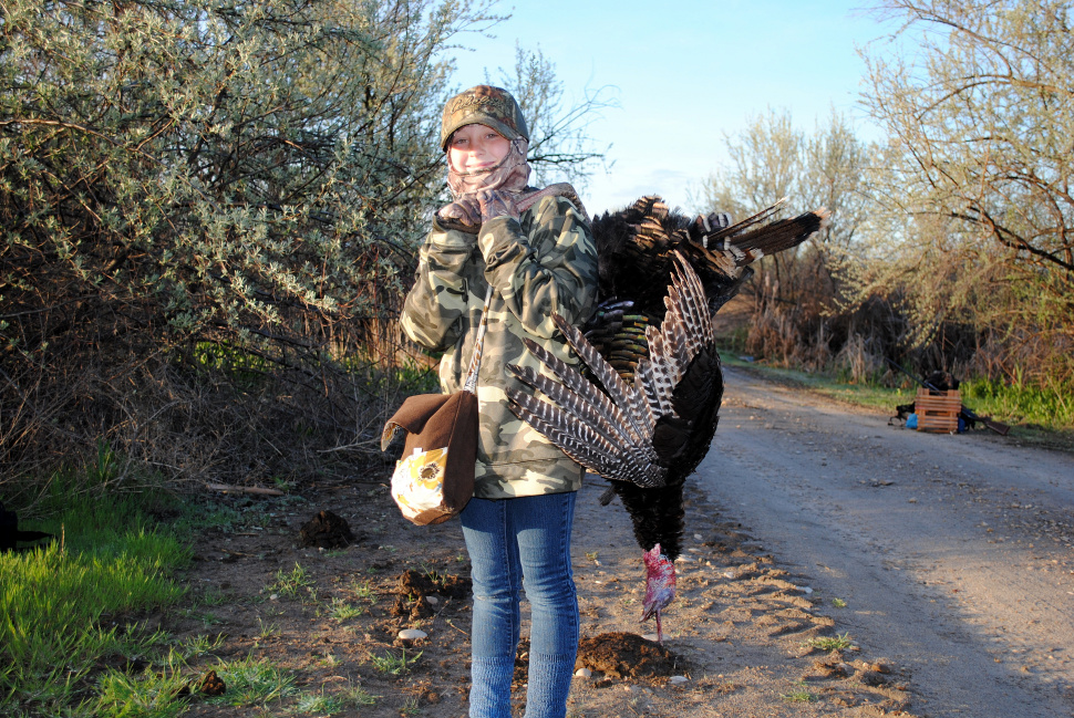 girl with her turkey from a Youth Turkey Hunt Unit 38.3a April 2014