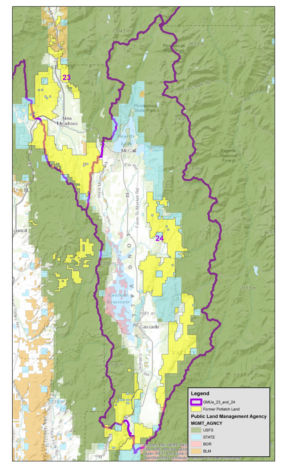 Maps of former Potlatch Lands in Units 23 and 24 Idaho Fish and Game