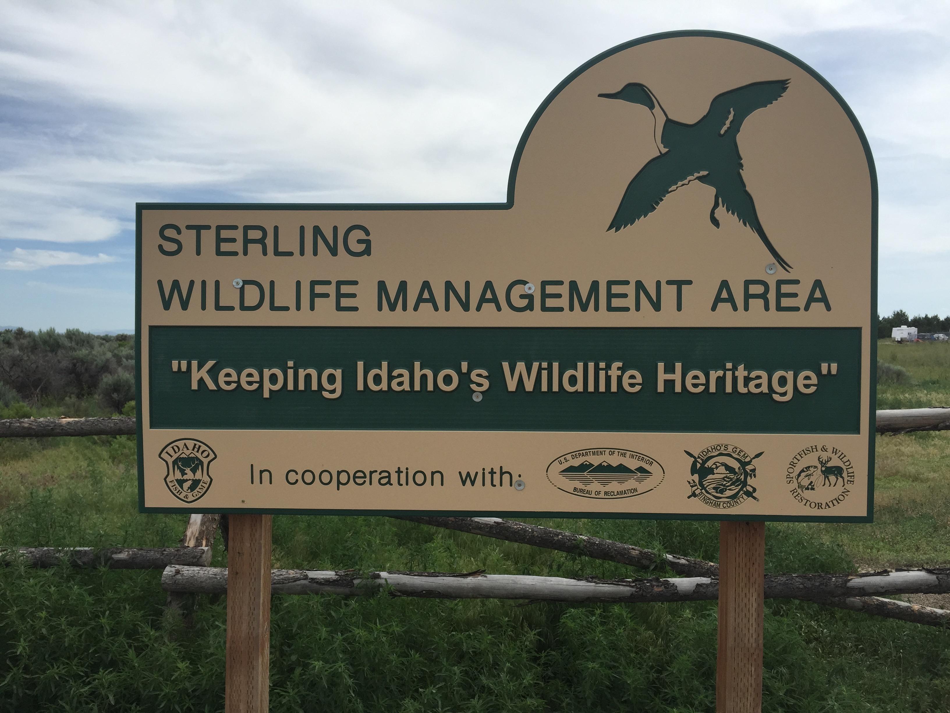 Sterling Wildlife Management Area WMA sign near the American Falls Reservoir June 2015