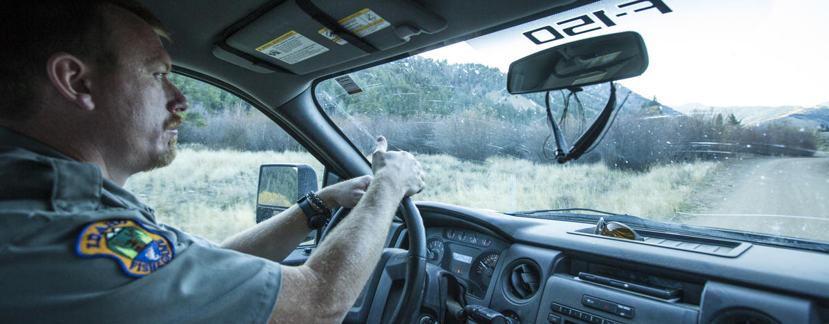 conservation officer Steve Roberts in his truck near Mackay October 2015 