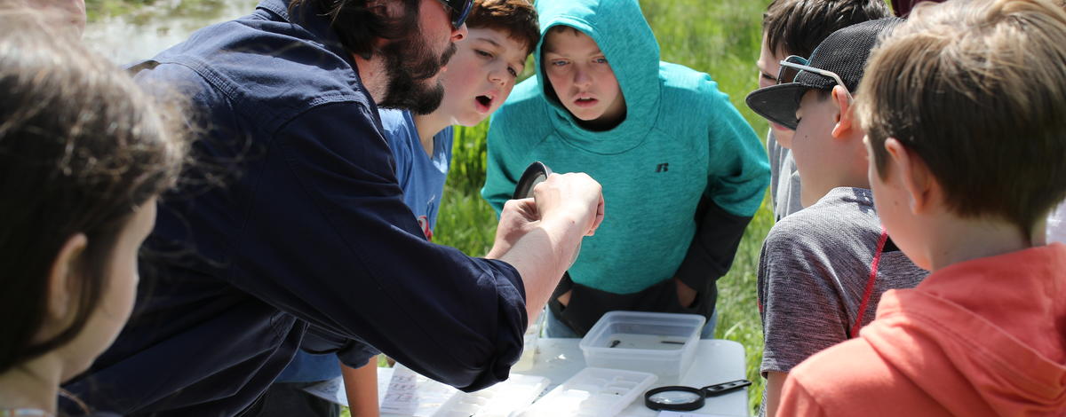 Kids learning about aquatic insects in the Panhandle Region