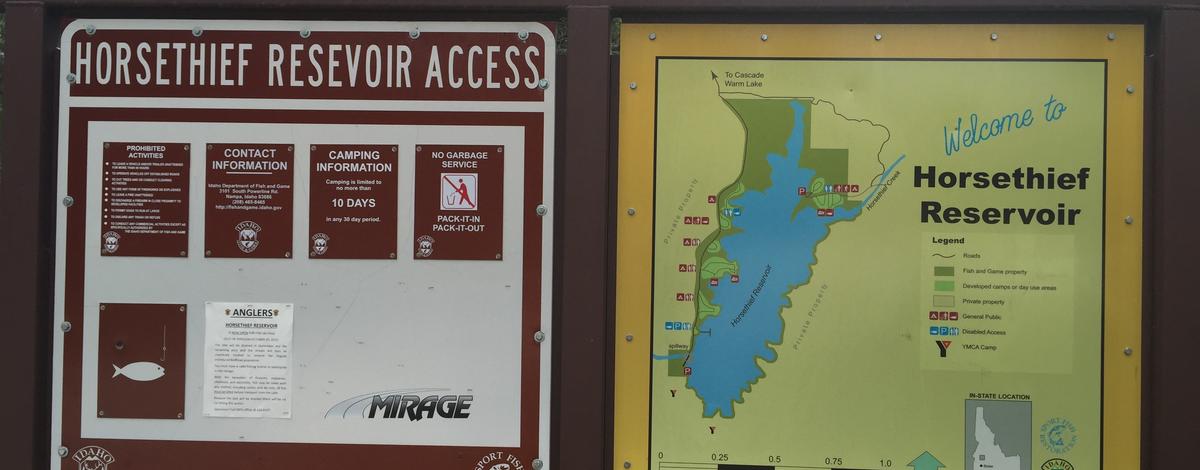 Horsethief  Reservoir Fishing Access informational signs August 2015