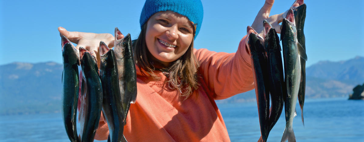 girl with her kokanee from Lake Pend Oreille fish on September 2015 