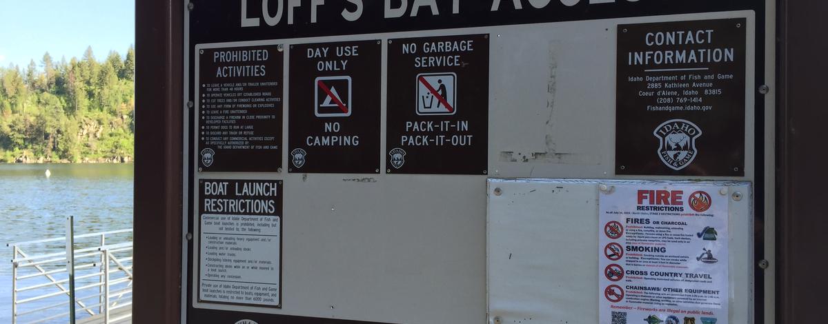 Loffs Bay Access informational sign May 2016