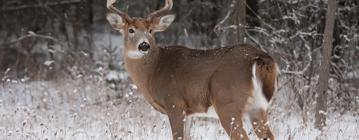 White-tailed deer in the snow