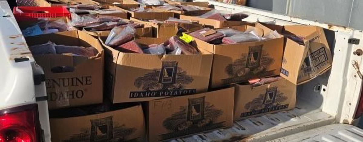 Fish and Game truck filled with processed game meat that is headed to a local food bank.