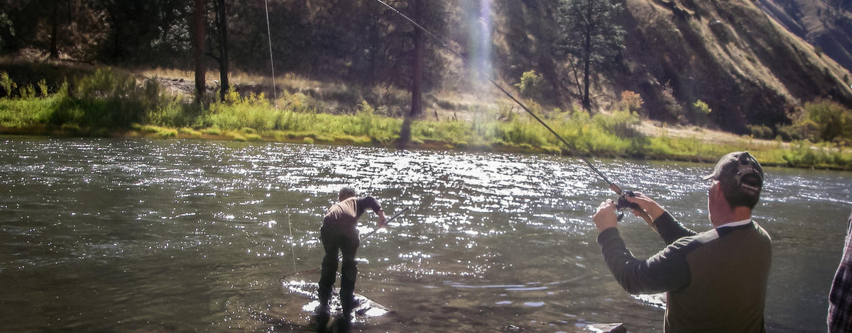 USR steelhead angler landing fish