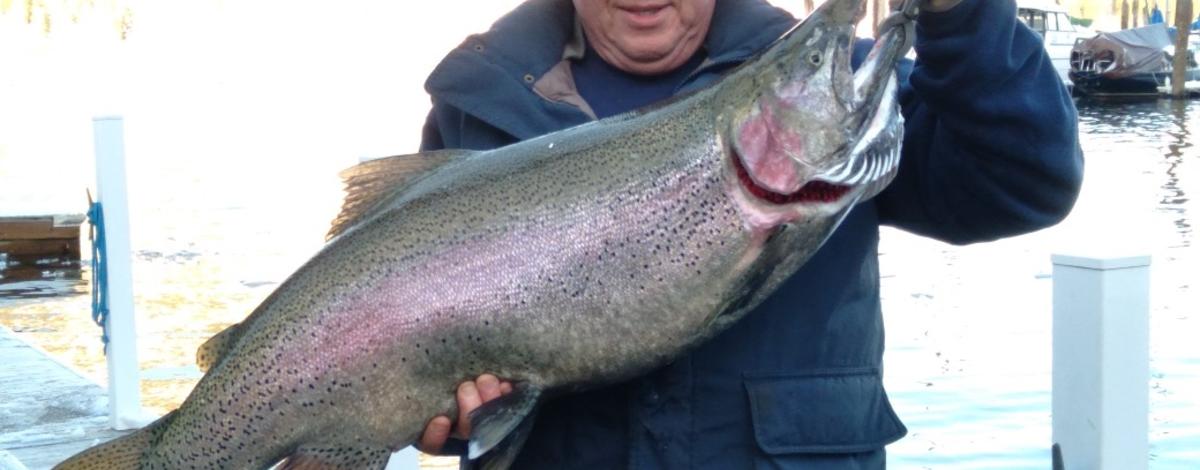 Ryan Roslak with a 26 pound rainbow trout from Lake Pend Oreille